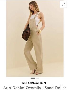 Reformation Sand Dollar Wide-Leg Denim Overalls